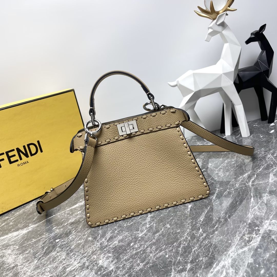 Fendi Peekaboo ISeeU Petite Cappuccino-colored Selleria Bag with 306 Hand-sewn Stitches